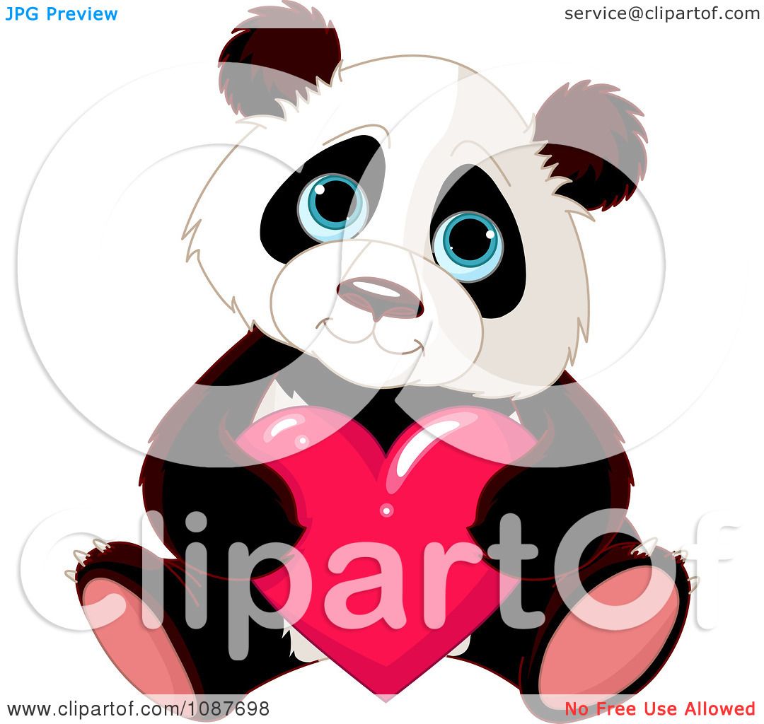 1080x1024 Clipart Cute Valentine Panda Holding A Heart