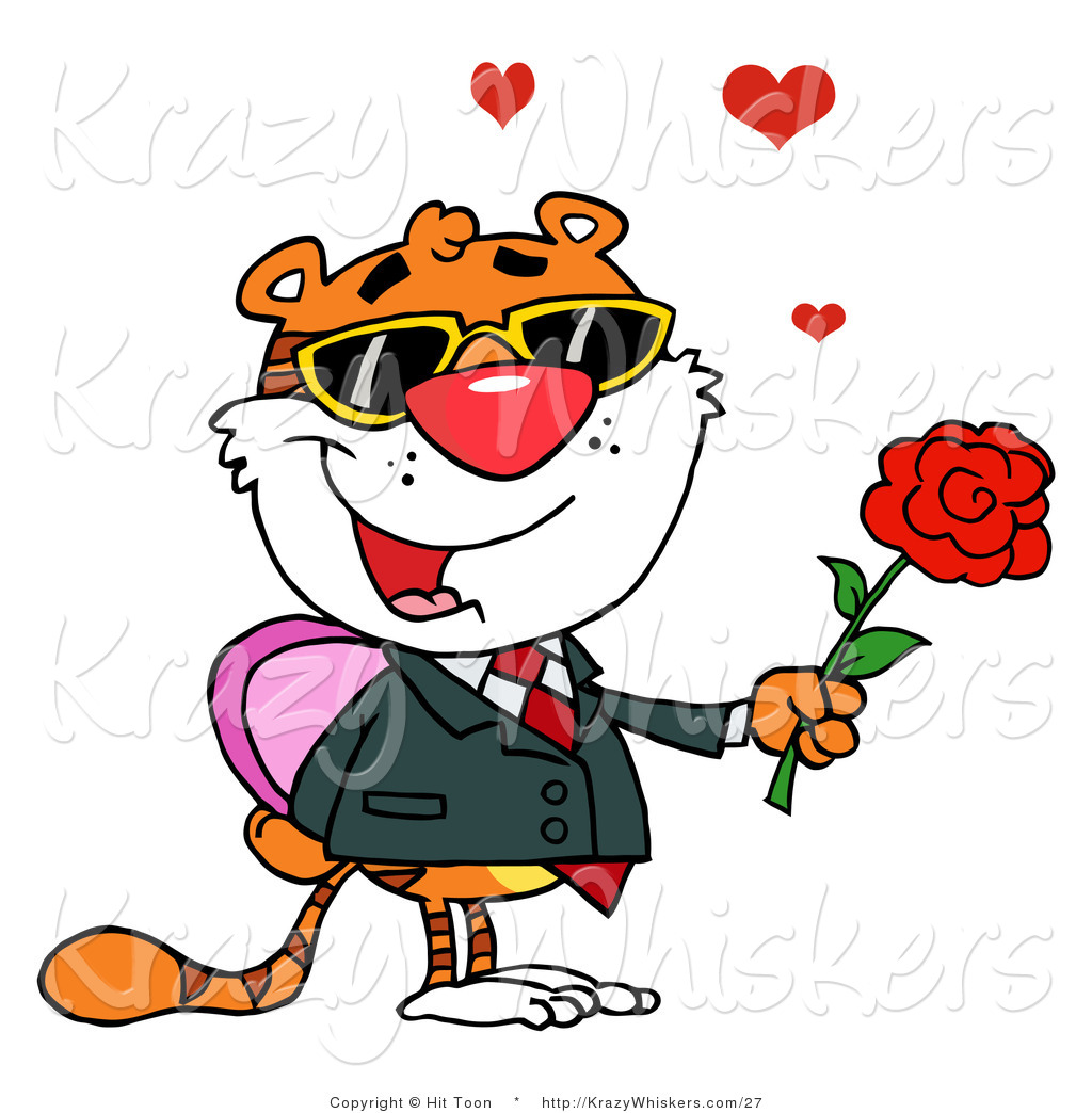1024x1044 Critter Clipart Of Romantic Tiger Holding Box Of Candiesnd