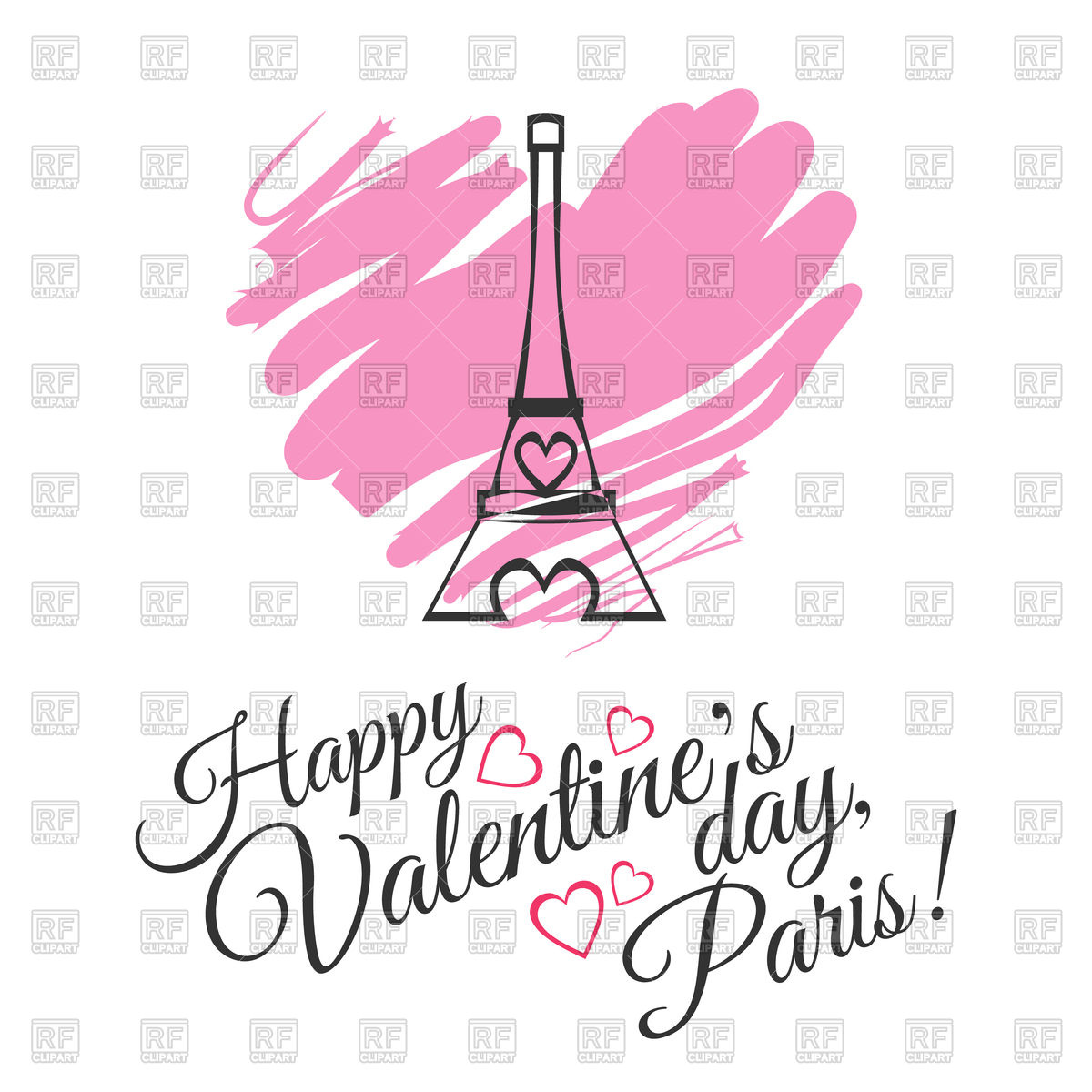1200x1200 Valentines Day Greeting Card With Eiffel Tower Royalty Free Vector