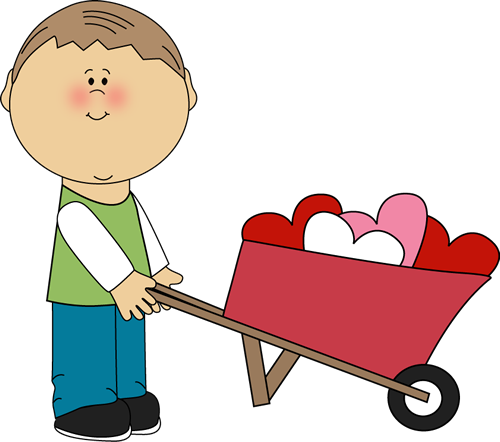 500x442 Valentine's Day Clip Art Free Boy Pushing Wheelbarrow Of Hearts