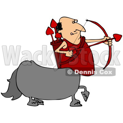 400x400 Clipart Illustration Of A Cupid Centaur Man Shooting Red Heart