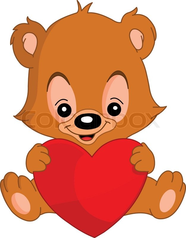 626x800 Cute Valentine's Teddy Bear Holding A Big Heart Stock Vector