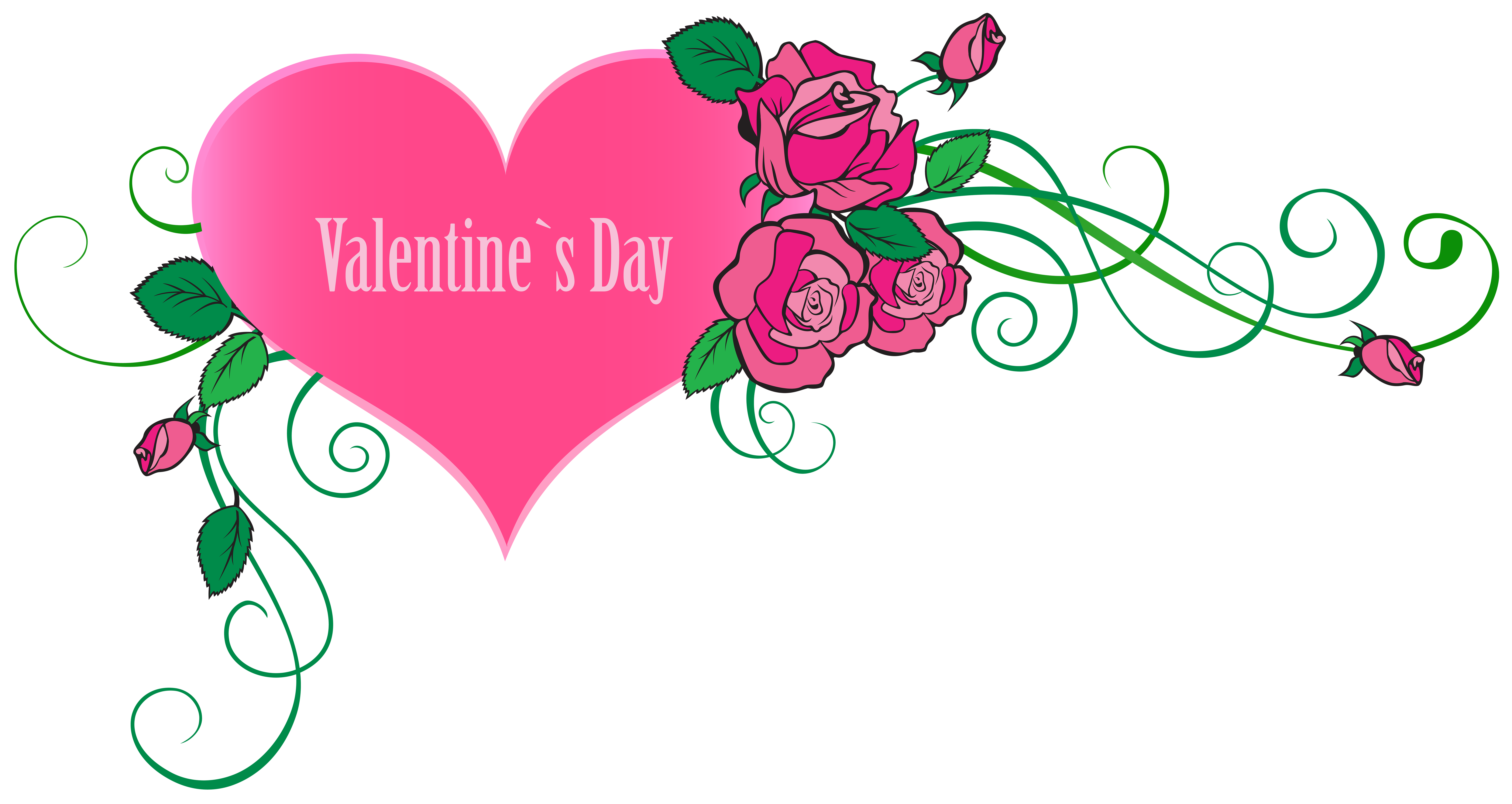 8000x4253 Happy Valentine's Day Heart With Roses Transparent Png Clip Art