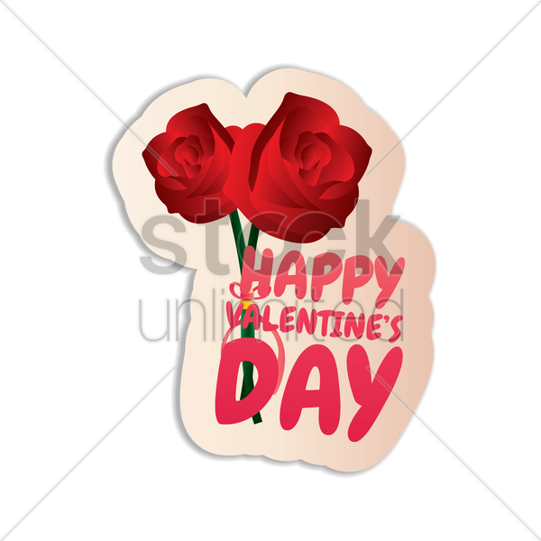 600x600 Happy Valentines Day Sticker With Roses Vector Image