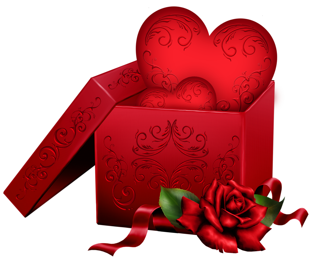 1000x845 Transparent Gift Box With Heart And Rose Png Clipart I