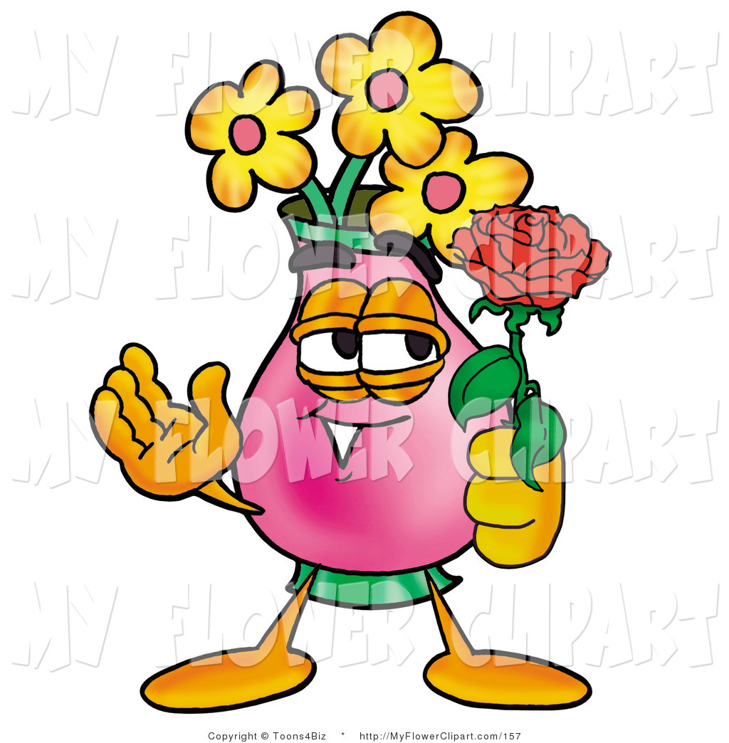 1024x1044 Clip Art Of A Pink Vase Of Flowers Mascot Cartoon Character