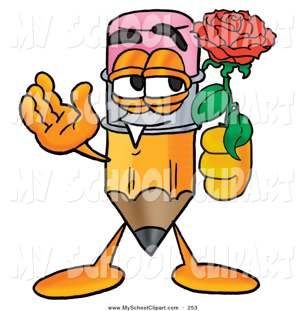 1024x1044 Clip Art Of A Romantic Yellow Pencil Mascot Cartoon Character