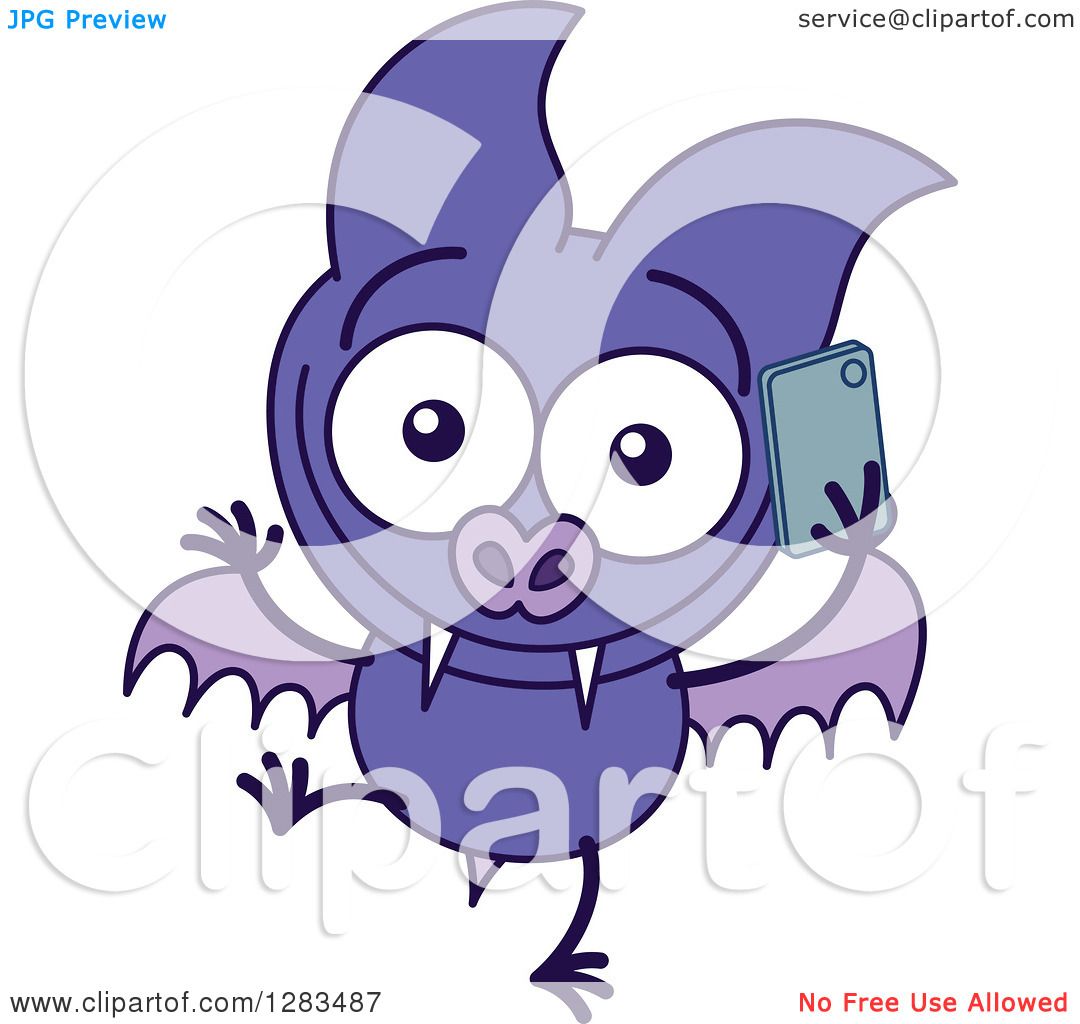 1080x1024 Clipart Of A Happy Purple Vampire Bat Talking On A Cell Phone