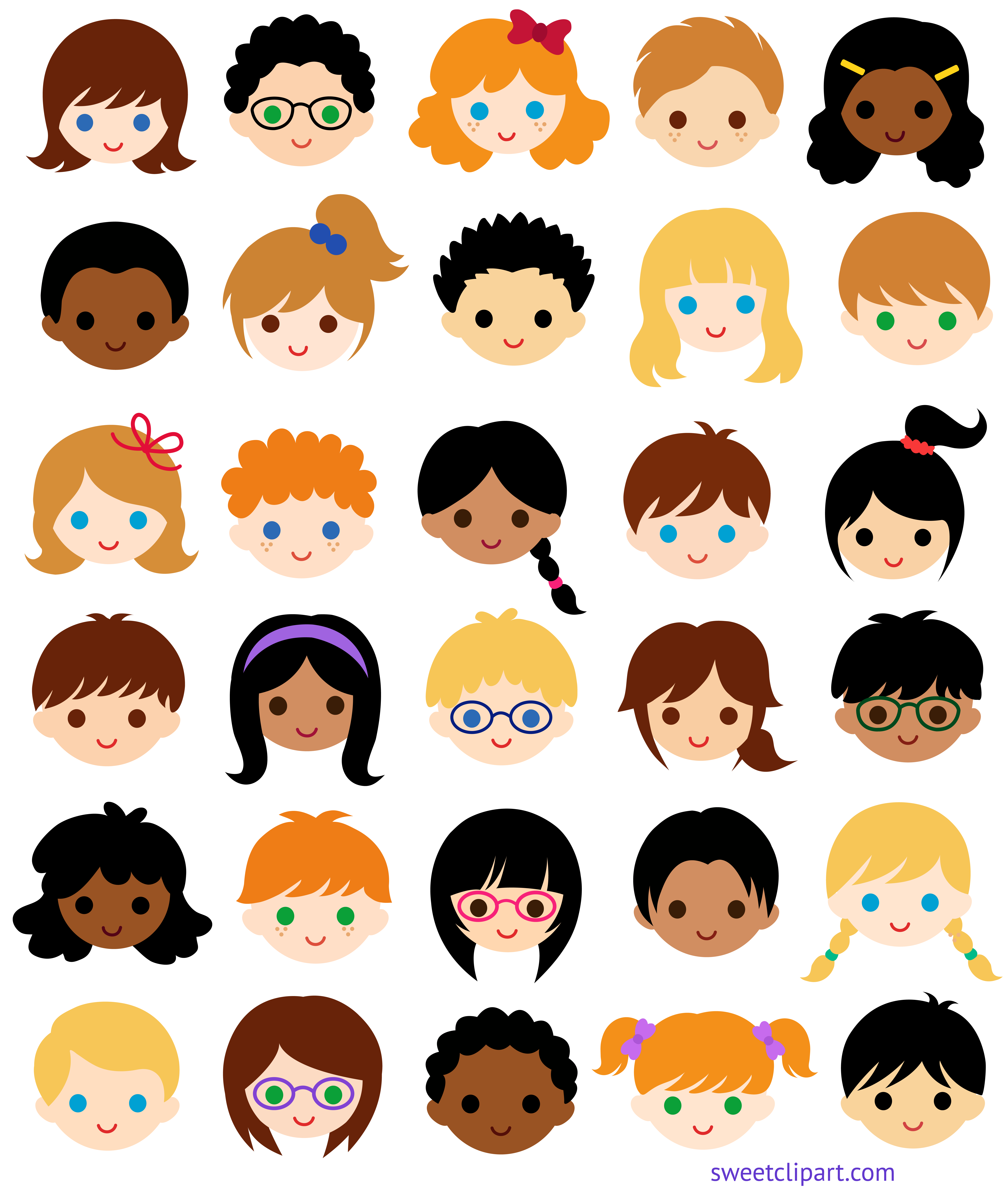 6897x8150 Kids Faces Classroom Clip Art