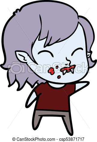 323x470 Cartoon Vampire Girl With Blood On Cheek Vector Clip Art