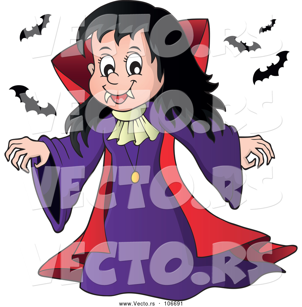 1024x1044 Vector Of A Cartoon Vampire Girl With Bats By Visekart