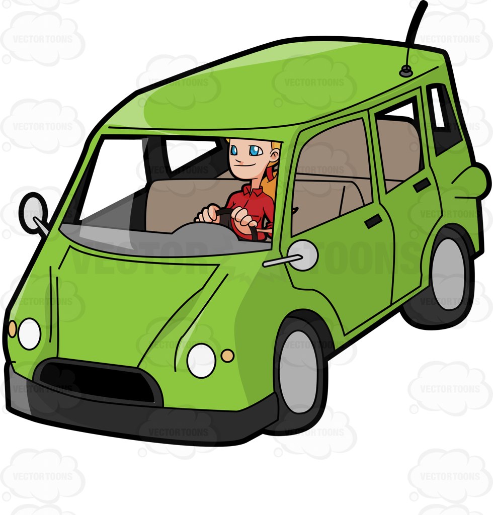 980x1024 A Woman Driving A Family Van Cartoon Clipart Vector Toons