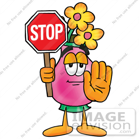 450x450 Clip Art Graphic Of A Pink Vase And Yellow Flowers Cartoon