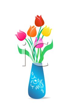 230x350 Clip Art Illustration Of A Vase Of Spring Tulips