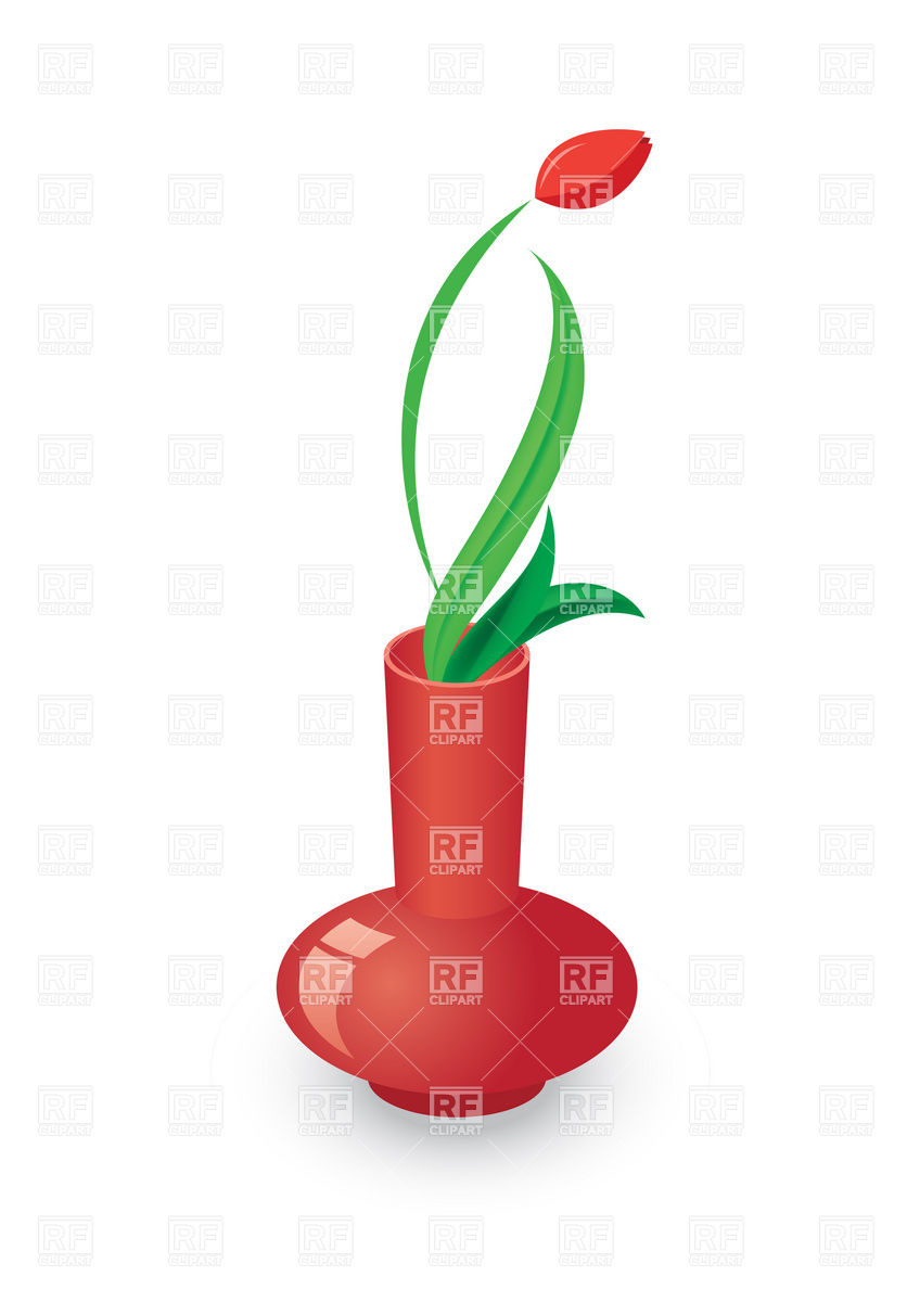848x1200 Tulip In Red Vase Royalty Free Vector Clip Art Image