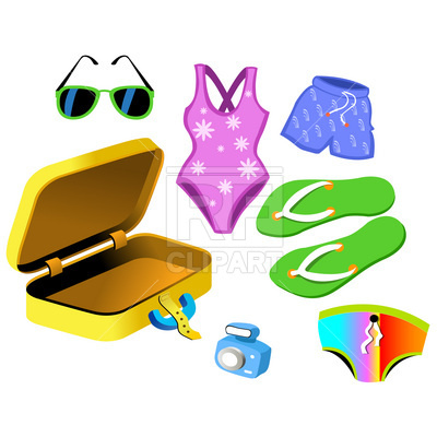400x400 Swimsuit And Suitcase Royalty Free Vector Clip Art Image