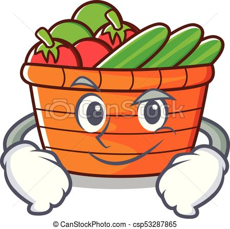 450x449 Smirking Fruit Basket Character Cartoon Vector Illustration Clip