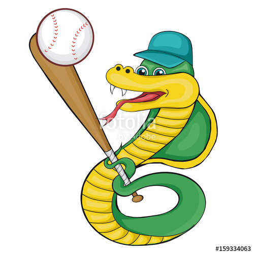 500x500 Snake Playing Baseball. Cartoon Style. Clip Art For Children