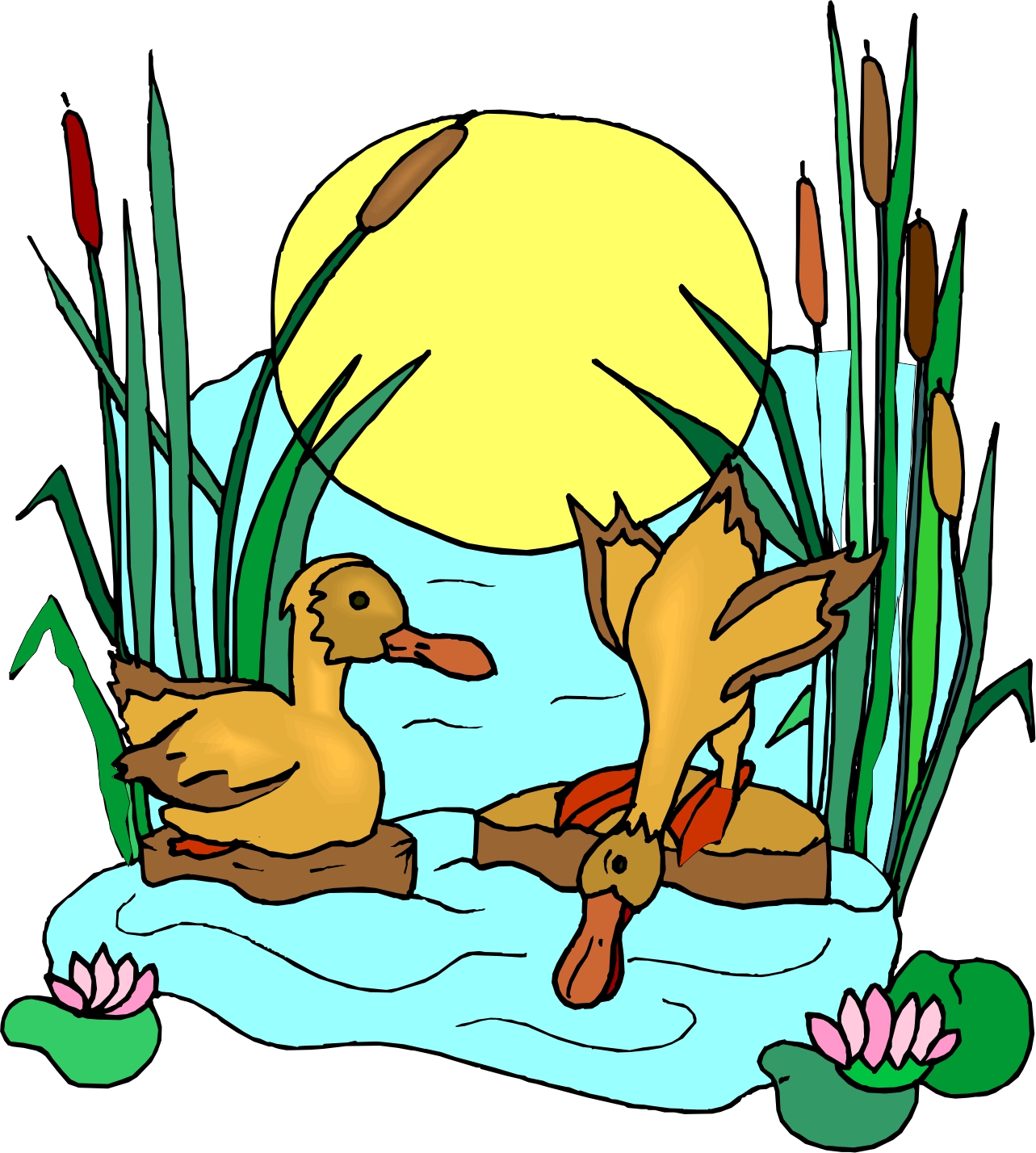 1283x1428 Cartoon Pond With Ducks Images Pictures Becuo Clip Art Library