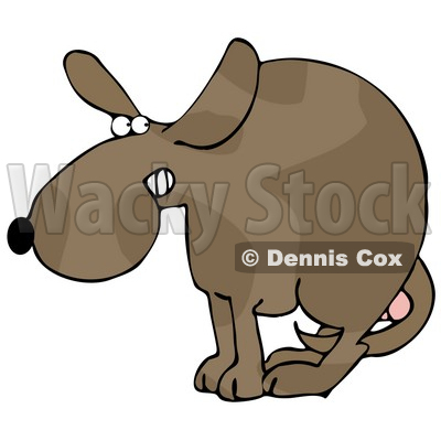 400x400 Clipart Illustration Of A Scared Dog At The Vets Office, Cowering