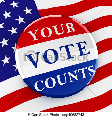 450x470 Vote Button On American Flag Background