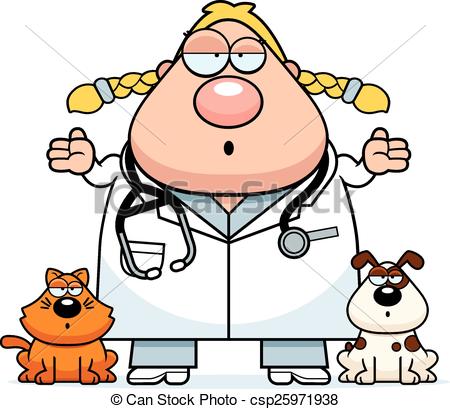 450x409 Confused Cartoon Veterinarian. Cartoon Illustration