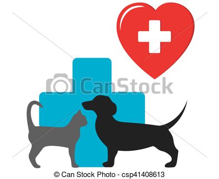 450x367 Dog And Cat Veterinary Icon With Heart And Animal Pet Vector