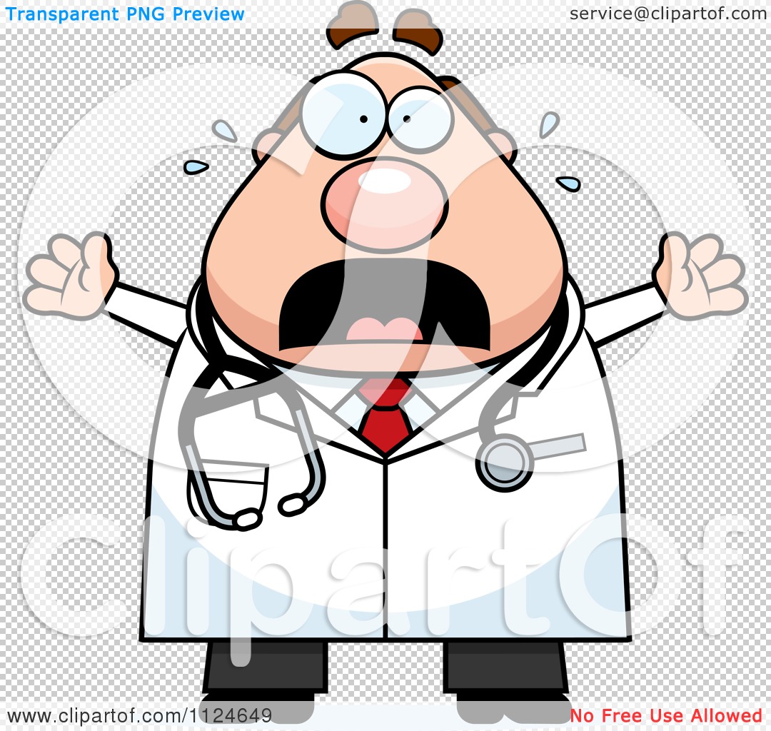 1080x1024 Cartoon Of A Panicking Chubby Male Doctor Or Veterinarian