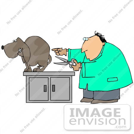 450x450 Clip Art Graphic Of A Caucasian Male Veterinarian Holding Scissors