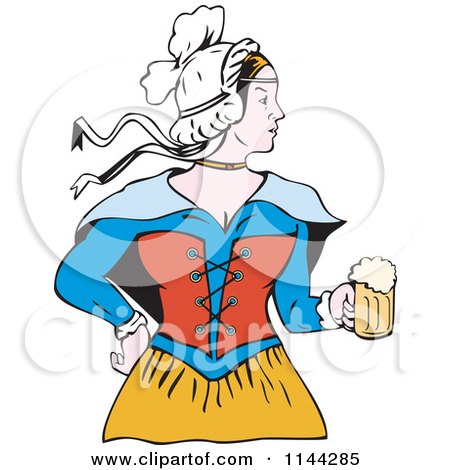 450x470 Clipart Of A Retro Victorian Beer Maiden