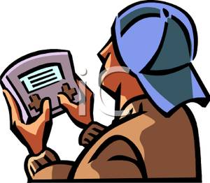 300x262 A Boy Playing A Hand Held Video Game