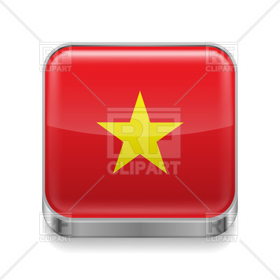 400x400 Flag Of Vietnam On Metal Square Icon Royalty Free Vector Clip Art
