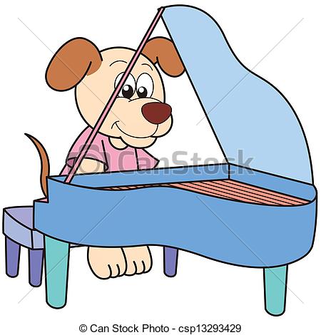450x470 Dog Playing Piano Clipart Free