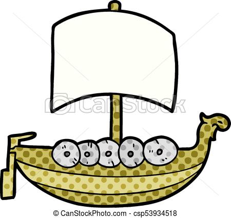 450x425 Cartoon Viking Boat Vector Clip Art
