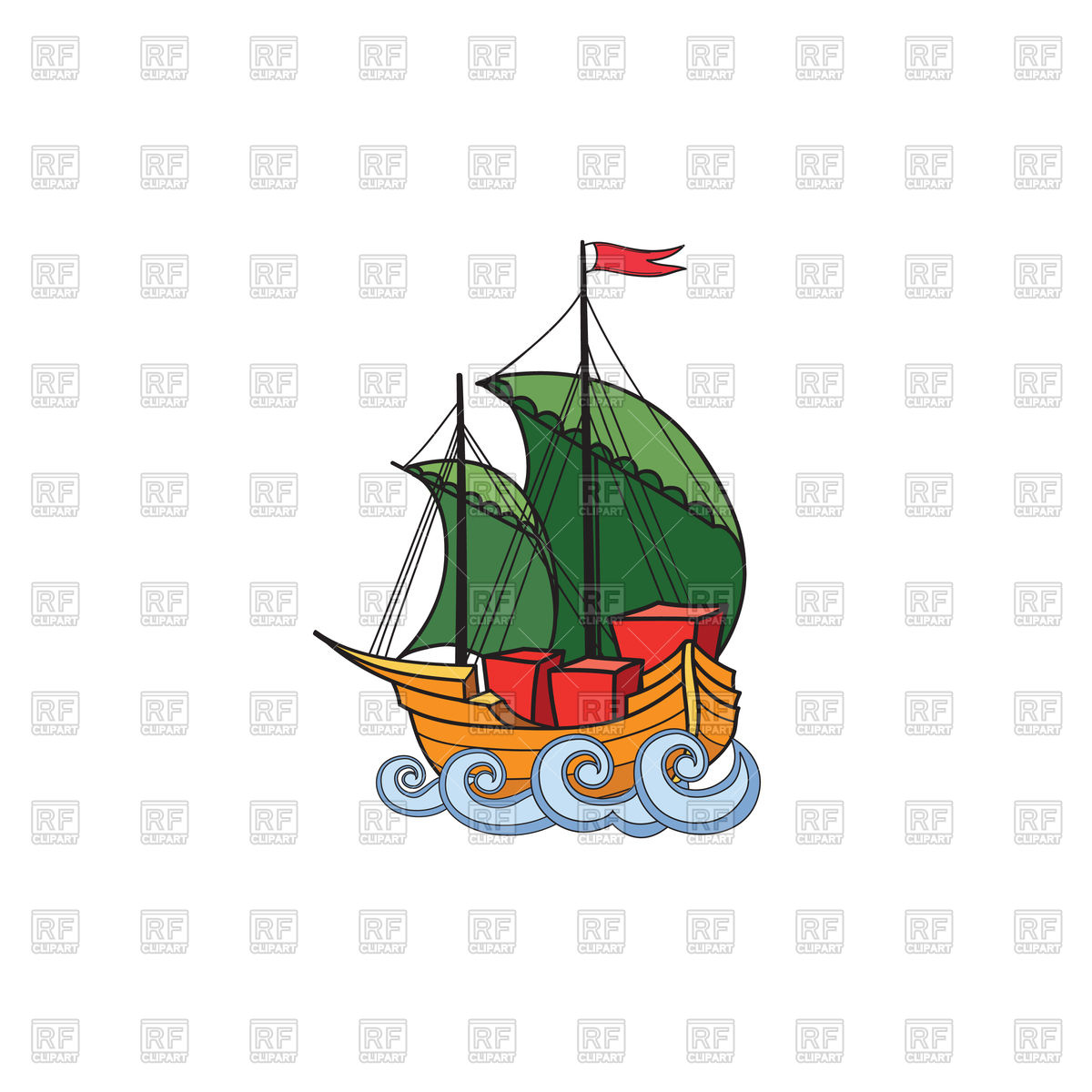 1200x1200 Cartoon Sailing Ship