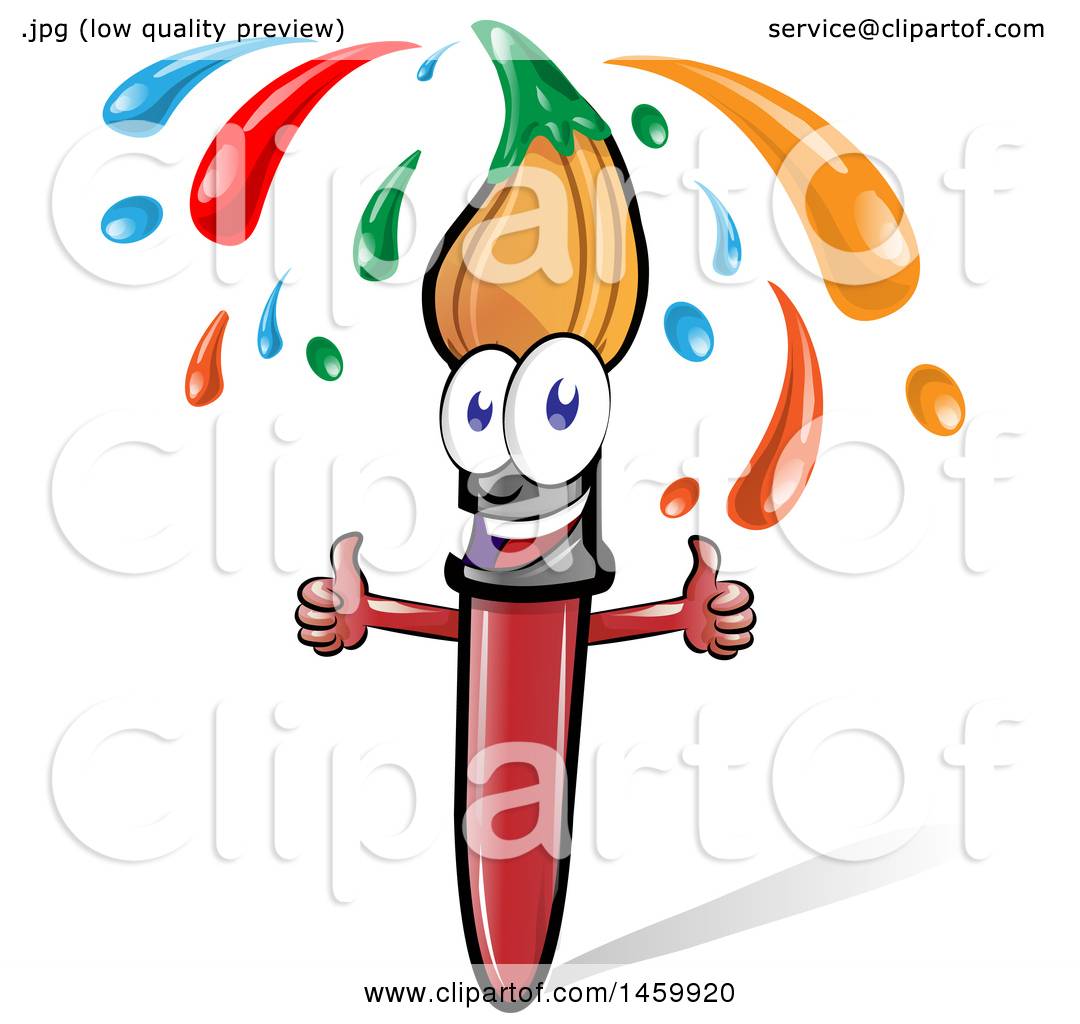 1080x1024 Clipart Of A Cartoon Art Paintbrush Mascot Giving Two Thumbs Up