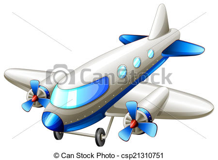 450x331 Illustration Of A Vintage Blue Plane On A White Background Clipart
