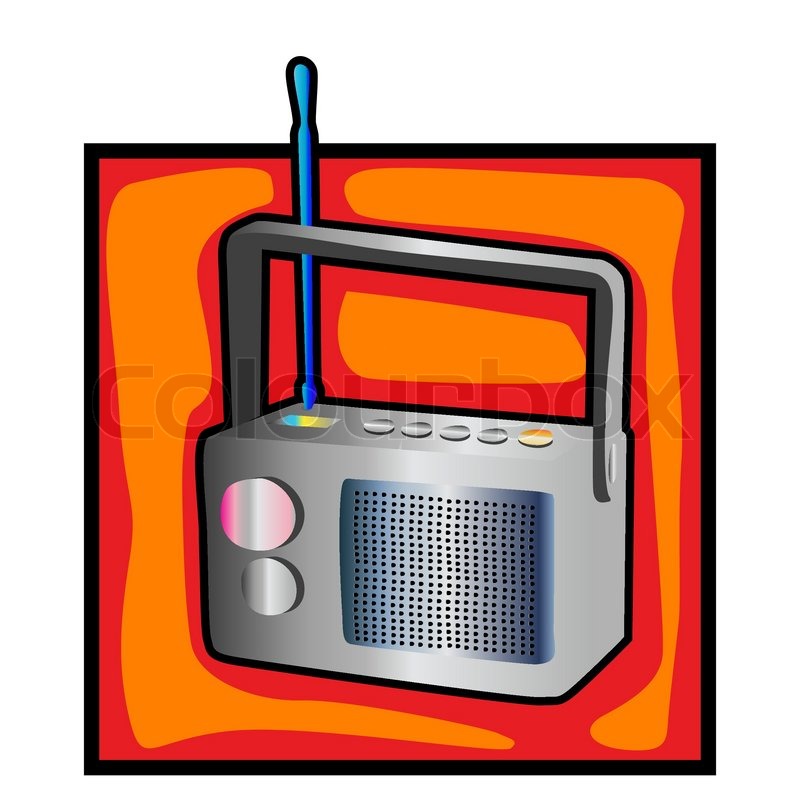 800x800 Retro Radio Clip Art On A Classical Background Isolated On White