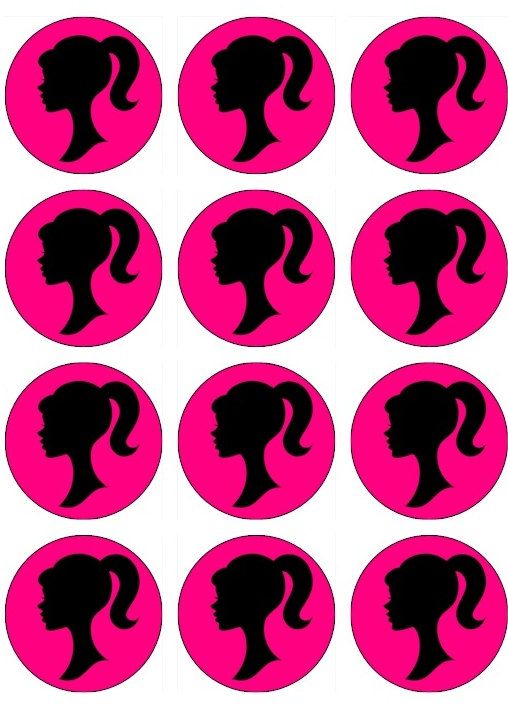508x707 Edible Vintage Barbie Sillouette Cupcake Toppers By Tastytoppers1