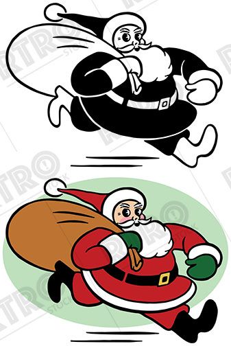 337x504 A Cartoon Santa Claus Rushes To Deliver Christmas Presents On Time