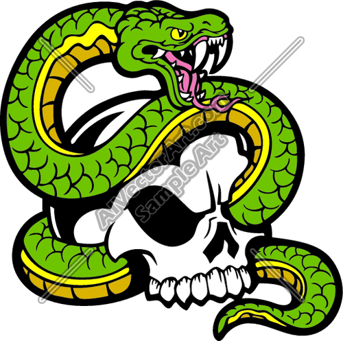 500x497 Viper Snake Tangled In Skull Clipart And Vectorart Misc Graphics