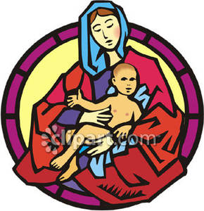 290x300 Pretty Virgin Mary Holding Baby Jesus