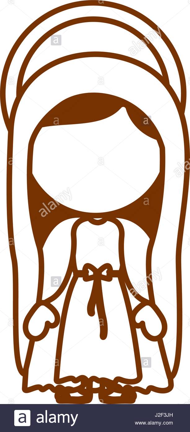 613x1390 Brown Silhouette Of Faceless Image Of Saint Virgin Mary Stock