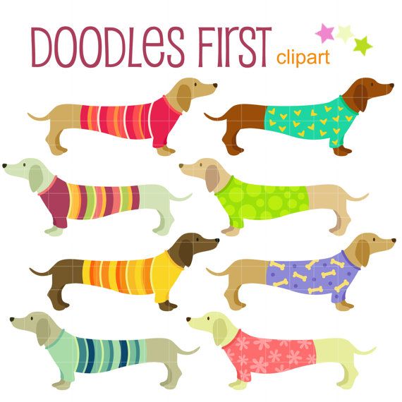 570x570 Fancy Dachshunds Digital Clip Art For Scrapbooking Card Making