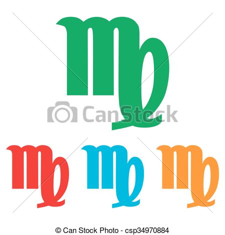 450x470 Virgo Sign. Colorfull Set Isolated On White Background Vector