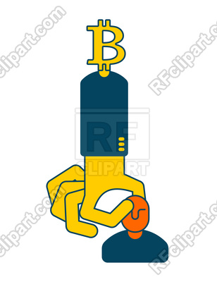 308x400 Bitcoin And Businessman. Cancel Of Virtual Money. Royalty Free