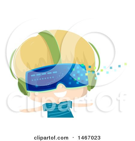 450x470 Clipart Of A Blond Boy Wearing Virtual Reality Glasses,