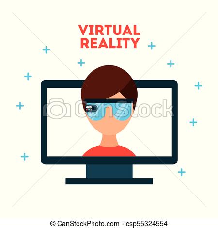 450x470 Virtual Reality Flat Icon Vector Illustration Design Graphic