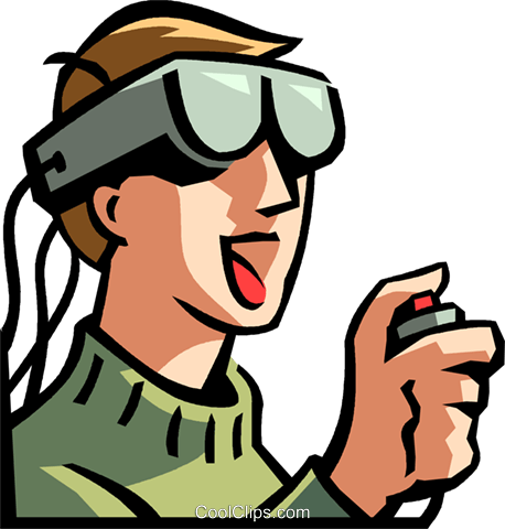 458x480 Boy Wearing A Virtual Reality Headset Royalty Free Vector Clip Art