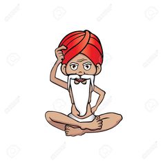 236x236 Cartoon Floating Guru. Vector Clip Art Illustration With Simple